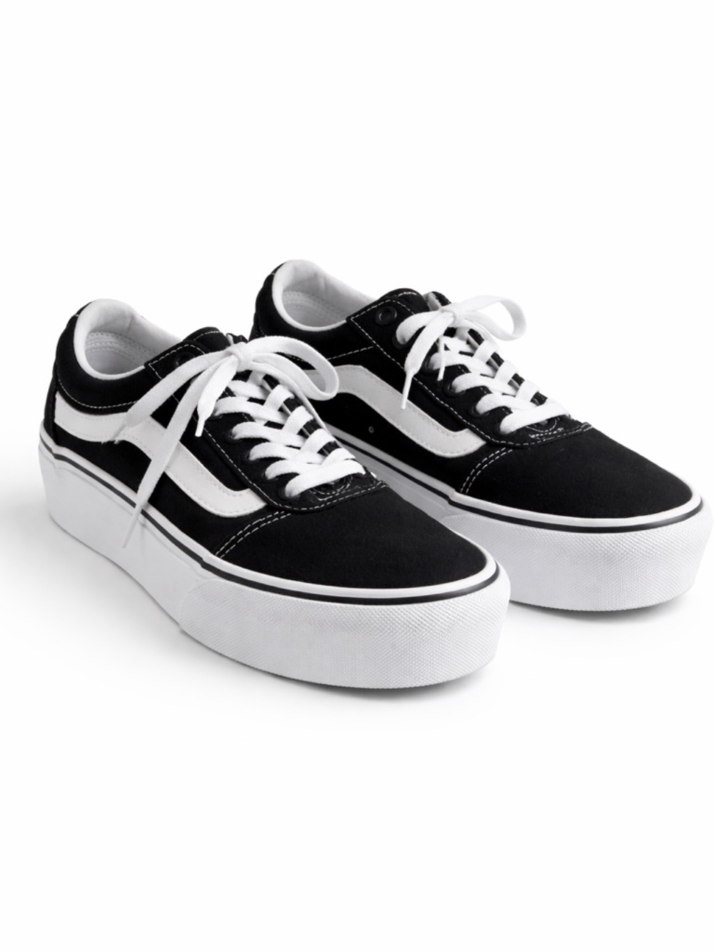 Vans Black and White Platform Skate Sneakers
